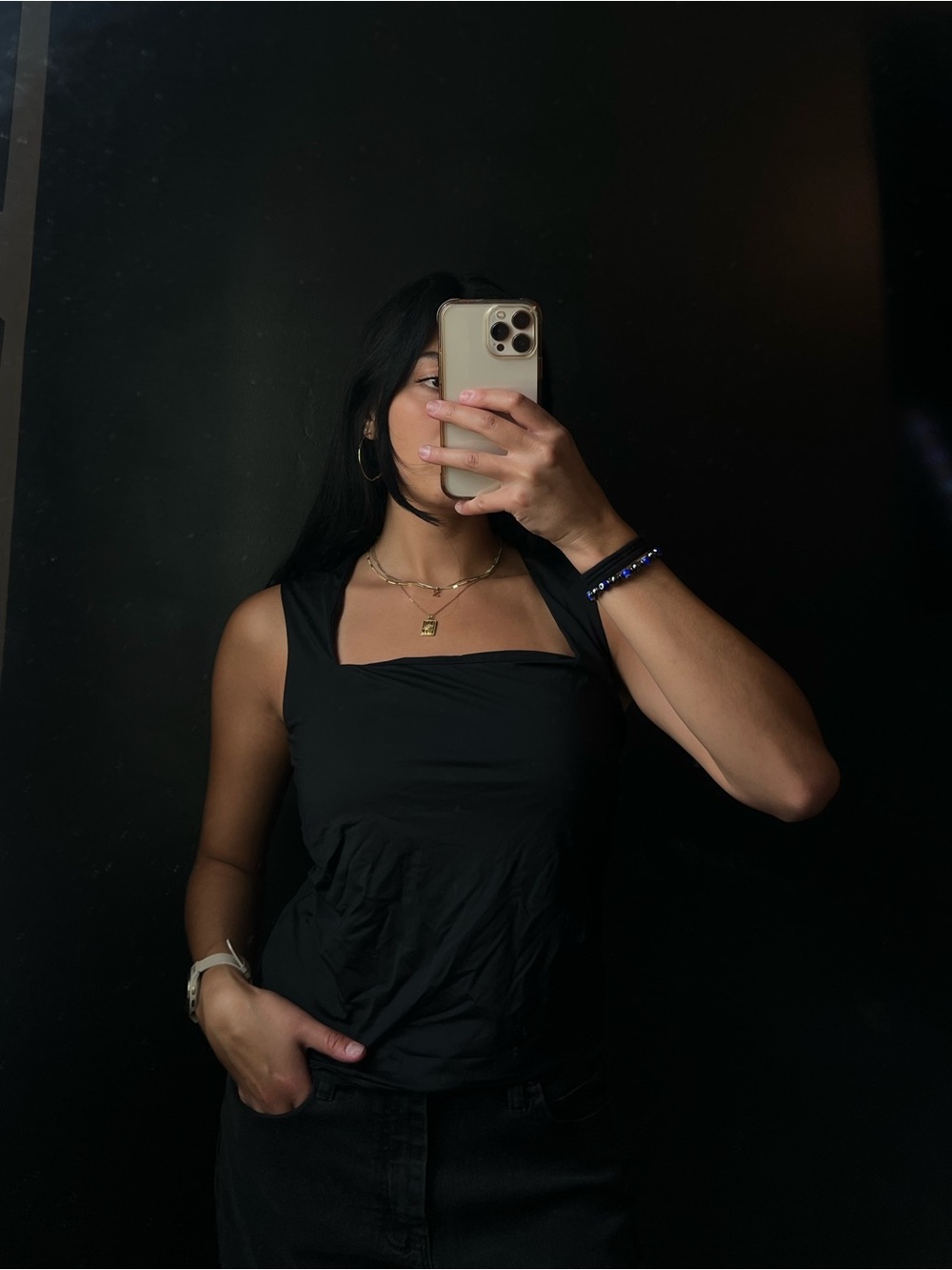 H&M Black Square Neck Sleeveless Top
